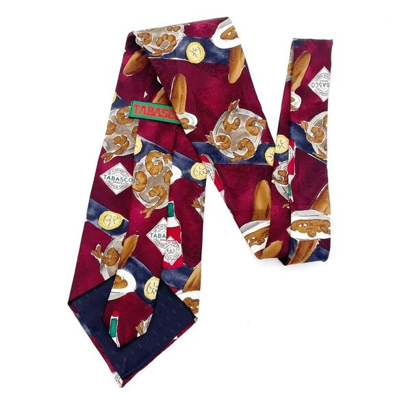 Tabasco Brand 100% Silk Necktie Hot Sauce Pop Culture Men’s Neck Tie - Picture 3 of 12